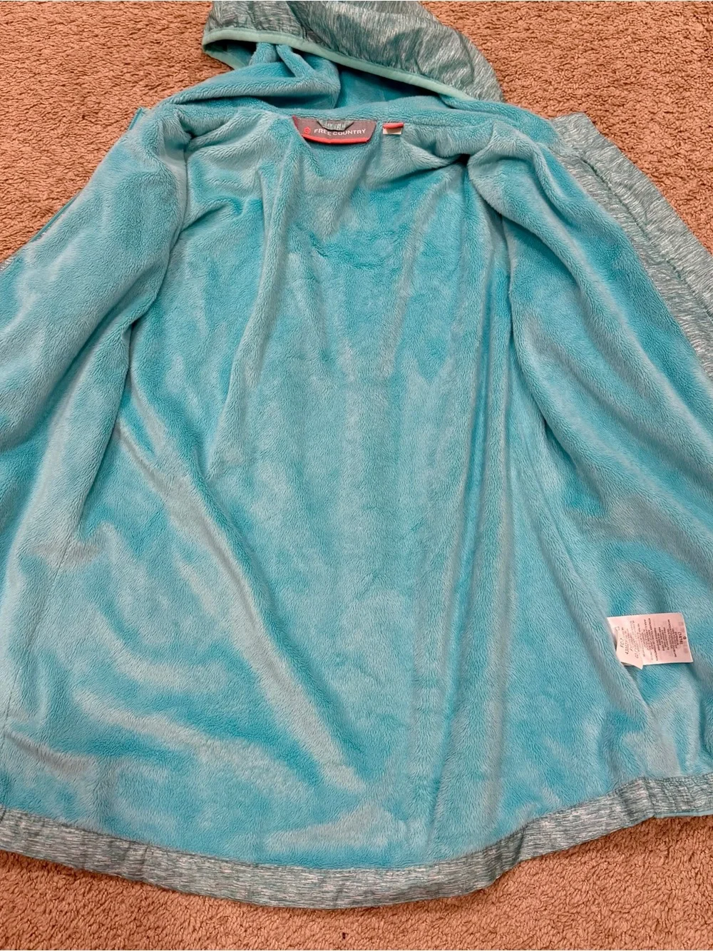 Free Country Water Resistant Jacket Hoodie Youth Girls L Teal Soft 14-16